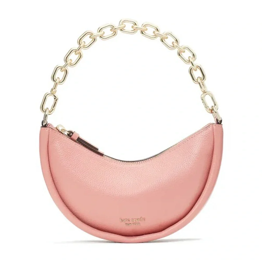 NWT AUTHENTIC Kate Spade Convertible Crossbody Smile Bag Pink Leather Gold Chain - Picture 5 of 15